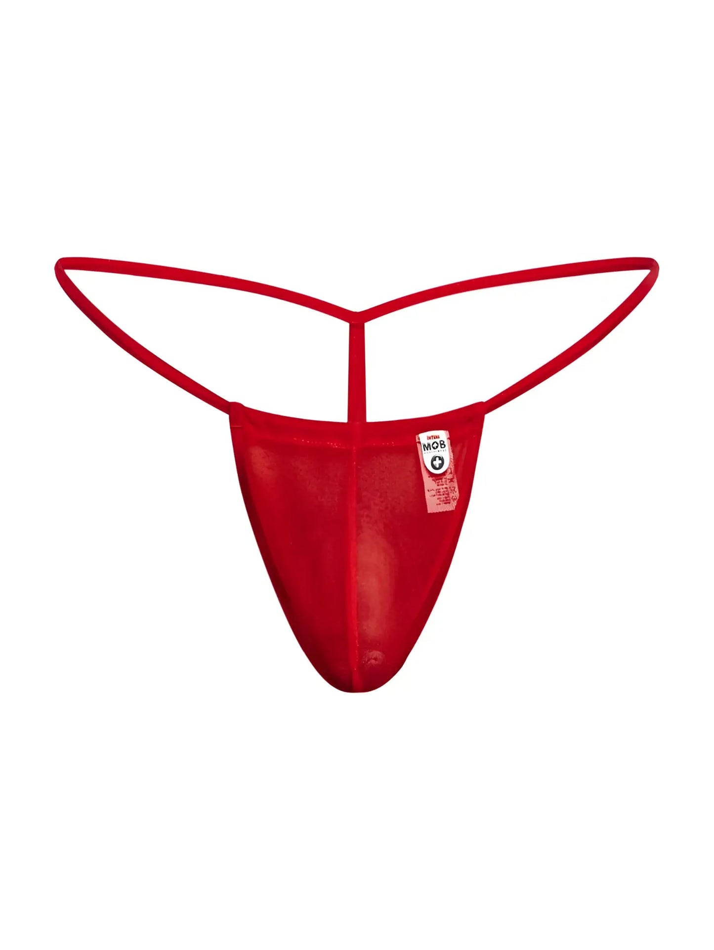 Malebasics mbl59 red mesh g-string thong with thin curved waistband and central strap for men