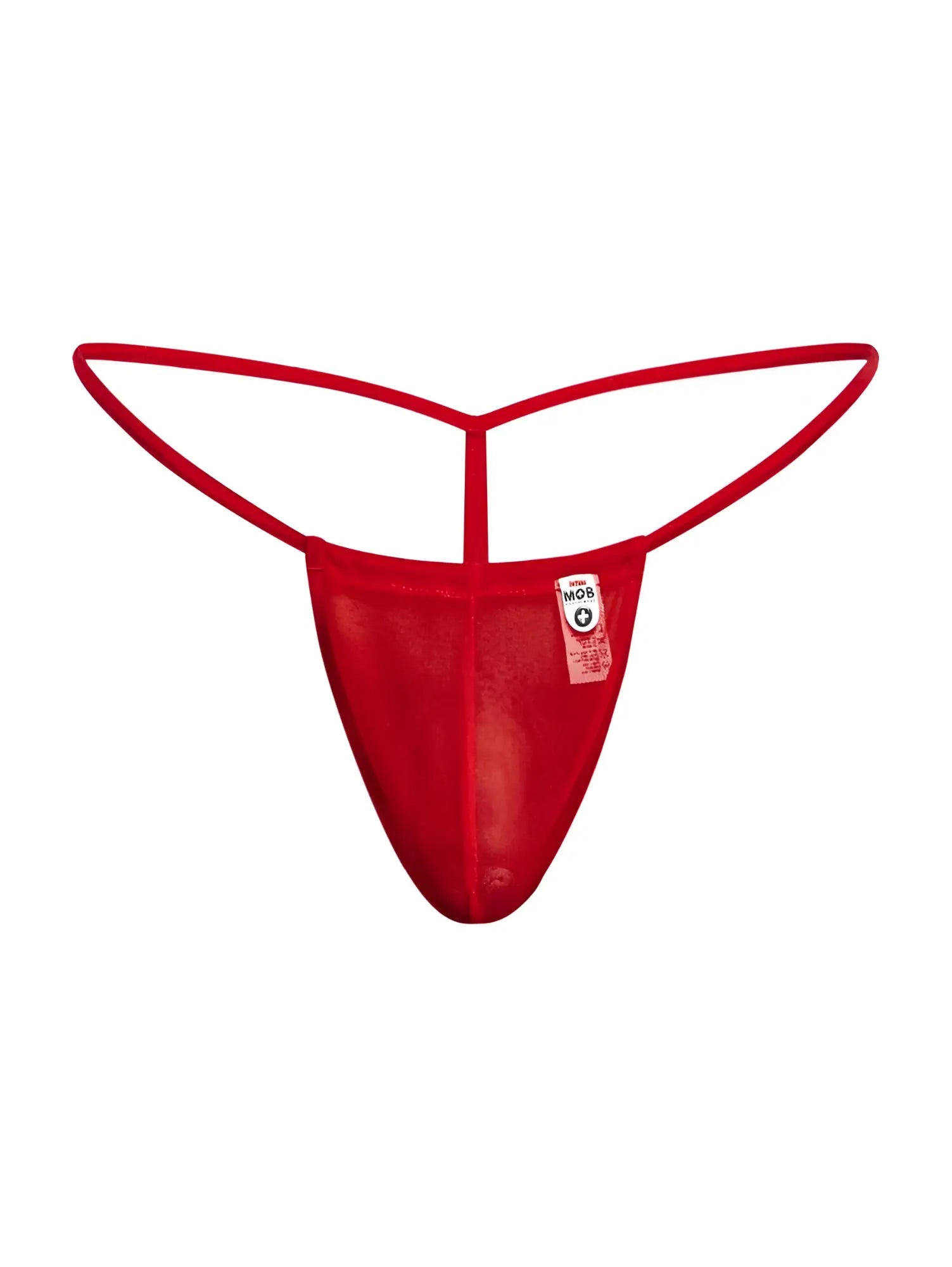 Malebasics mbl59 red mesh g-string thong with thin curved waistband and central strap for men