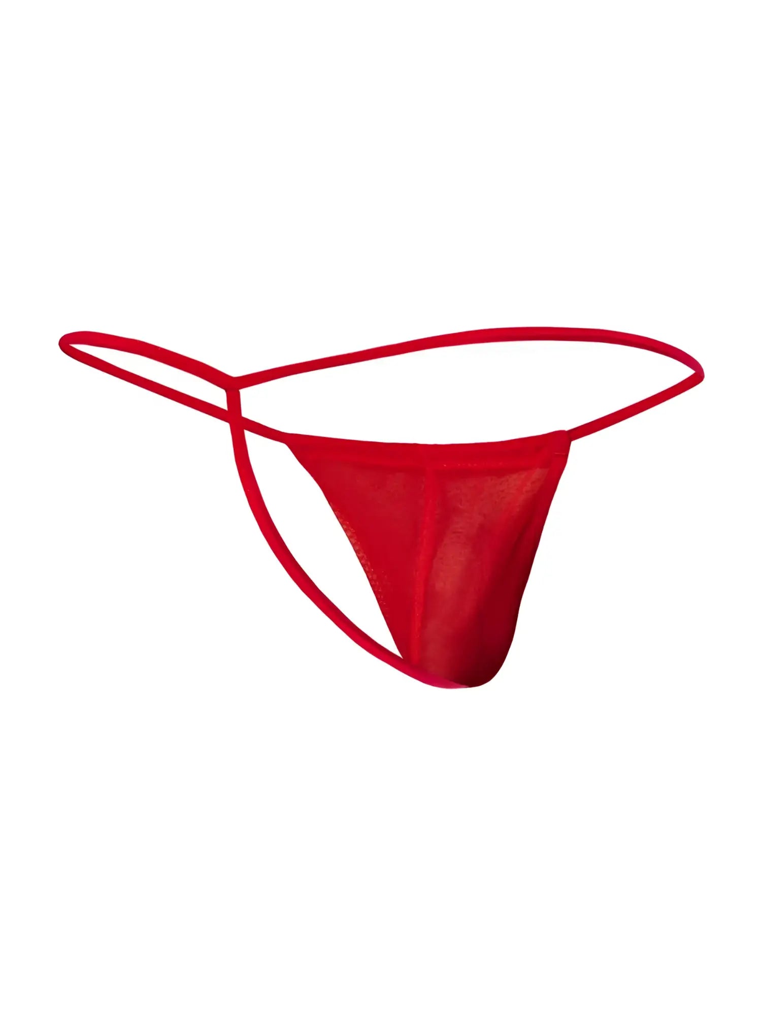 Malebasics mbl59 red mesh g-string made of sheer mesh fabric with thin matching elastic straps shown from back side