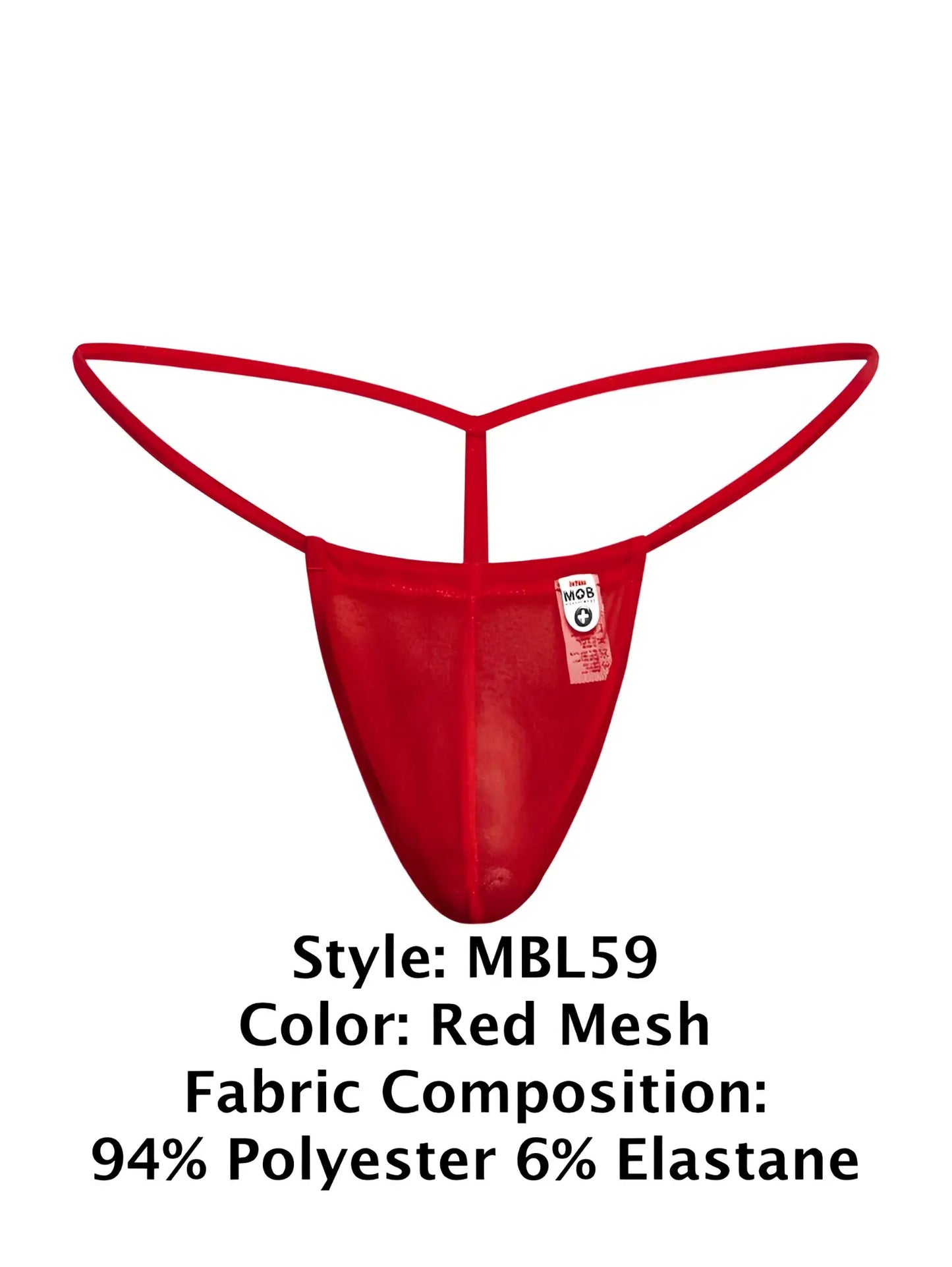 Red mesh male thong with sleek form-fitting design and thin elastic straps by MaleBasics MBL59 G-string