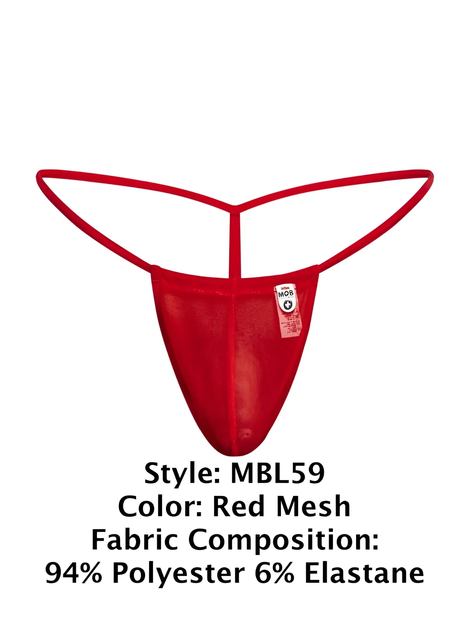 Red mesh male thong with sleek form-fitting design and thin elastic straps by MaleBasics MBL59 G-string
