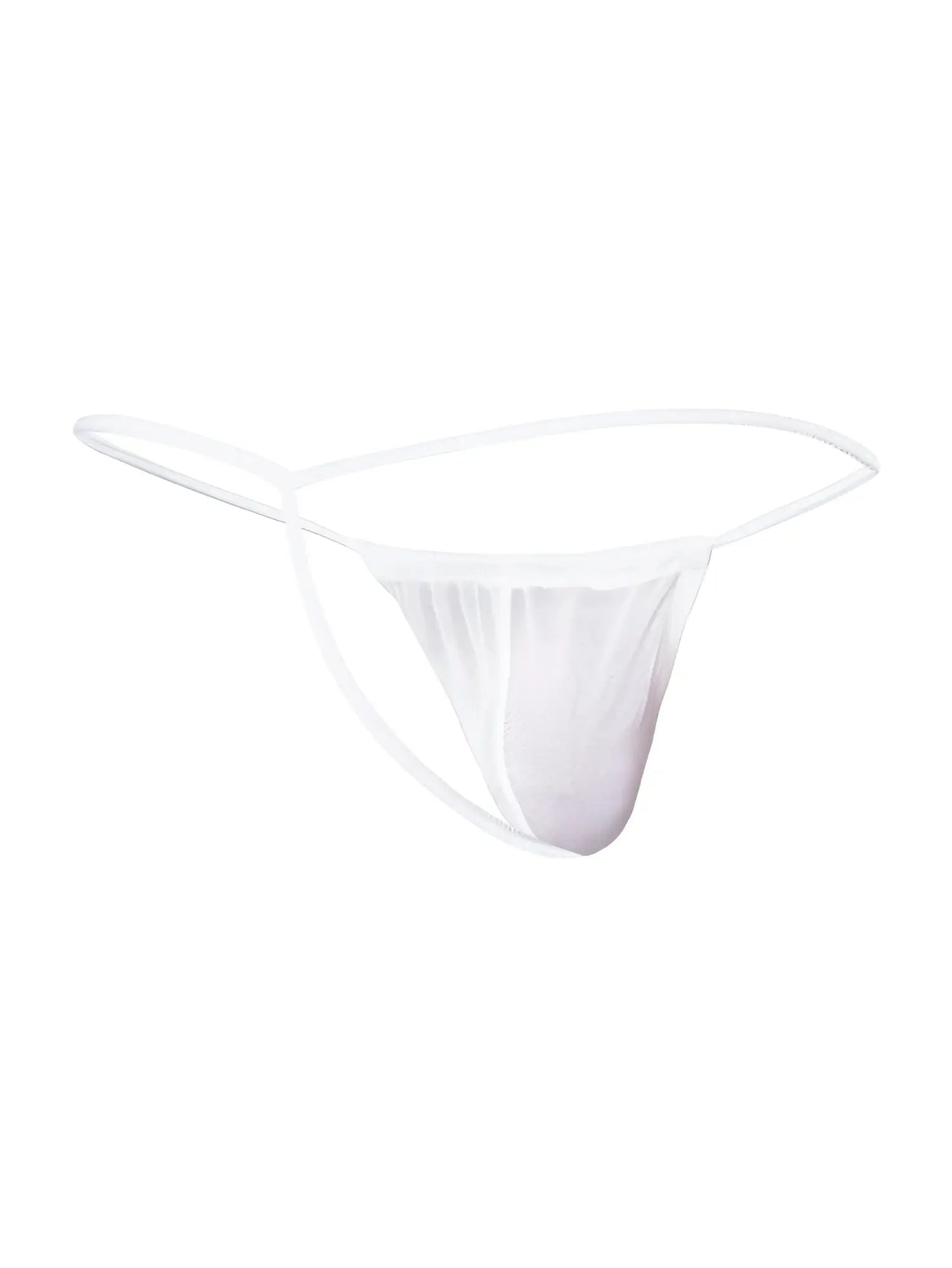 White sheer mesh thong with thin delicate straps from malebasics mbl59 mesh g-string in white mesh material
