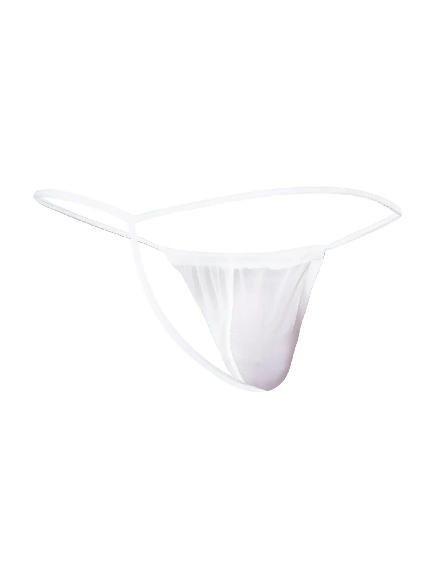 White sheer mesh thong with thin delicate straps from malebasics mbl59 mesh g-string in white mesh material