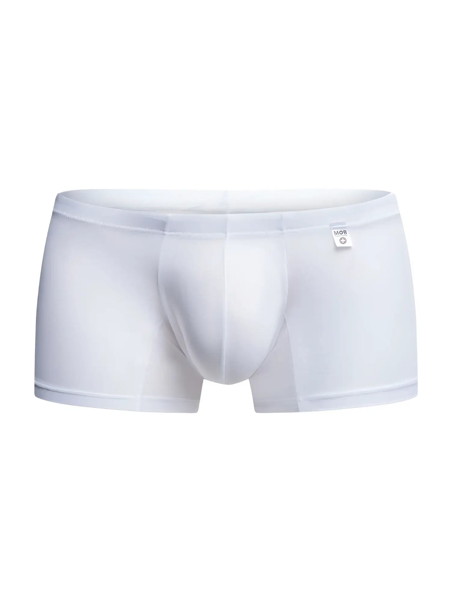 Malebasics mbl78 lace trunks white mesh briefs with smooth form-fitting design and small brand tag on waistband