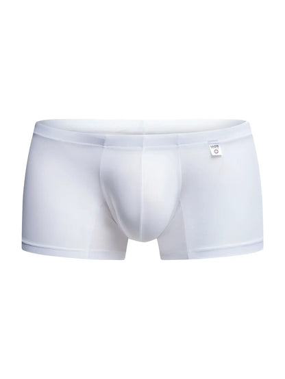 Malebasics mbl78 lace trunks white mesh briefs with smooth form-fitting design and small brand tag on waistband