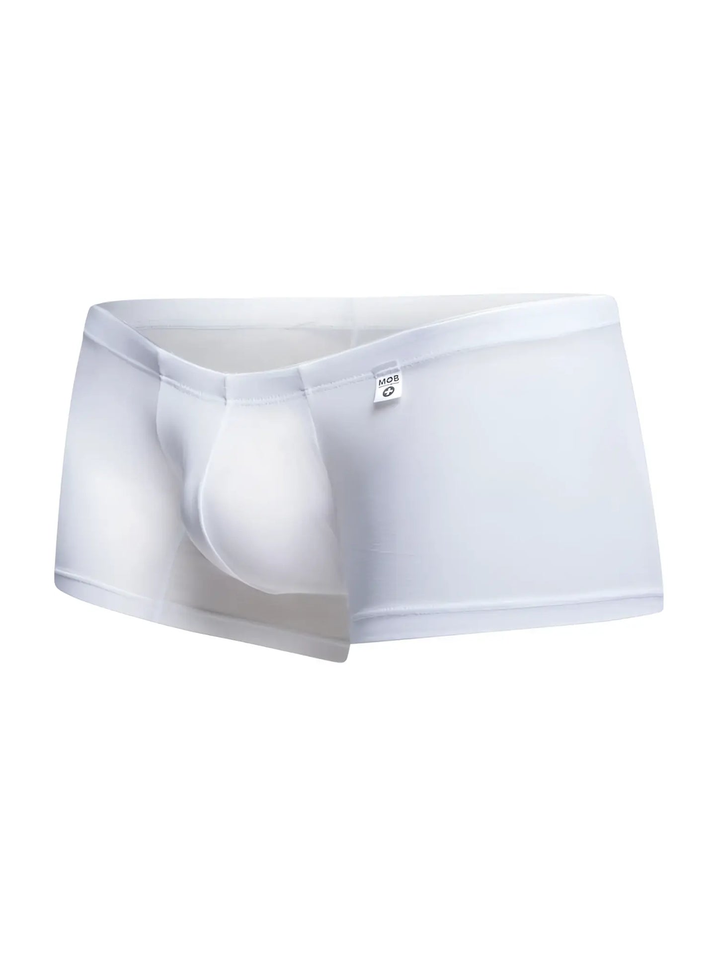 White male basics mbl78 lace trunks with smooth form-fitting design mesh material and subtle waistband brand tag