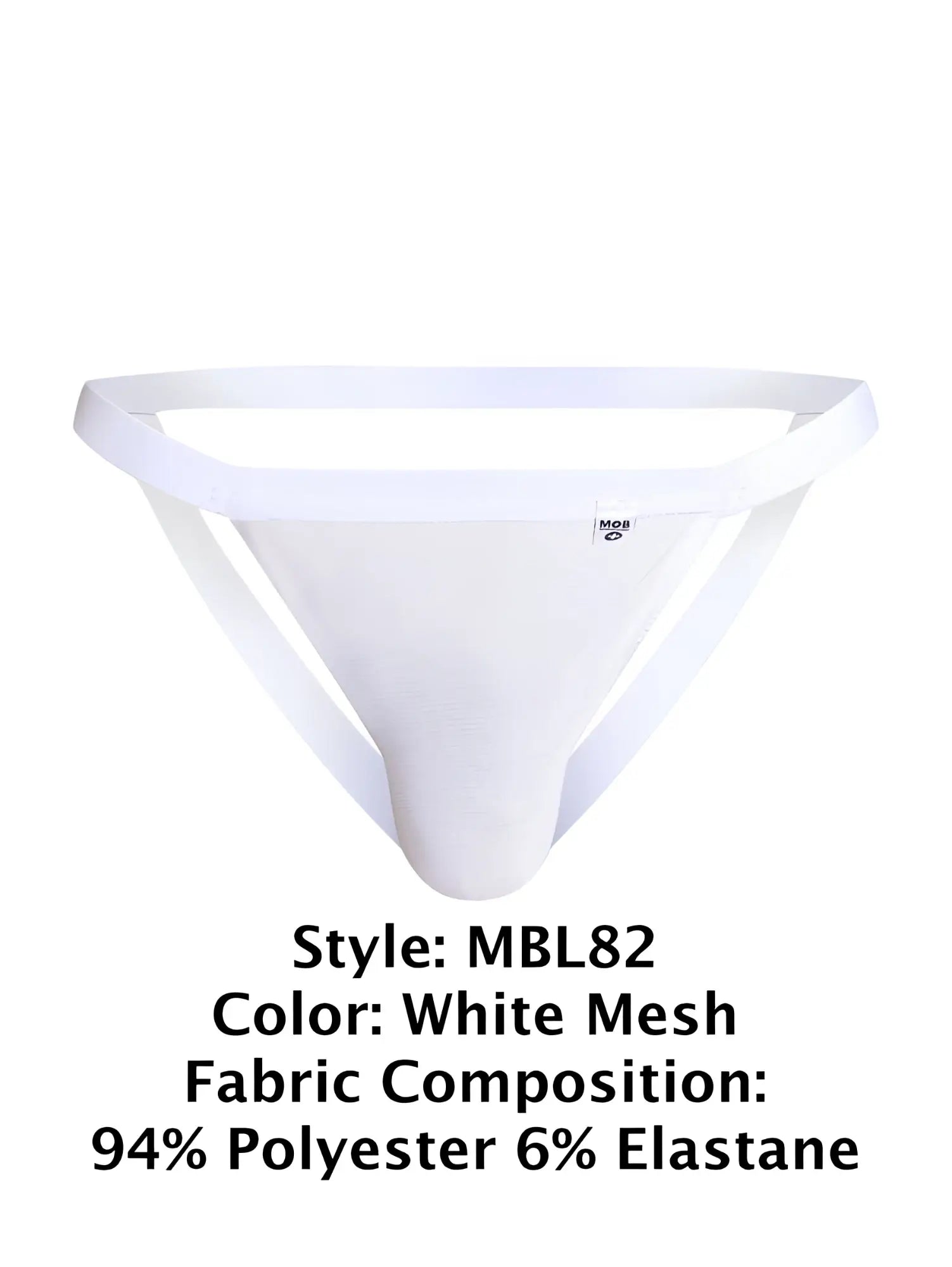 MaleBasics MBL82 sexy jockstrap in white mesh with supportive contoured design and snug fit for athletic use