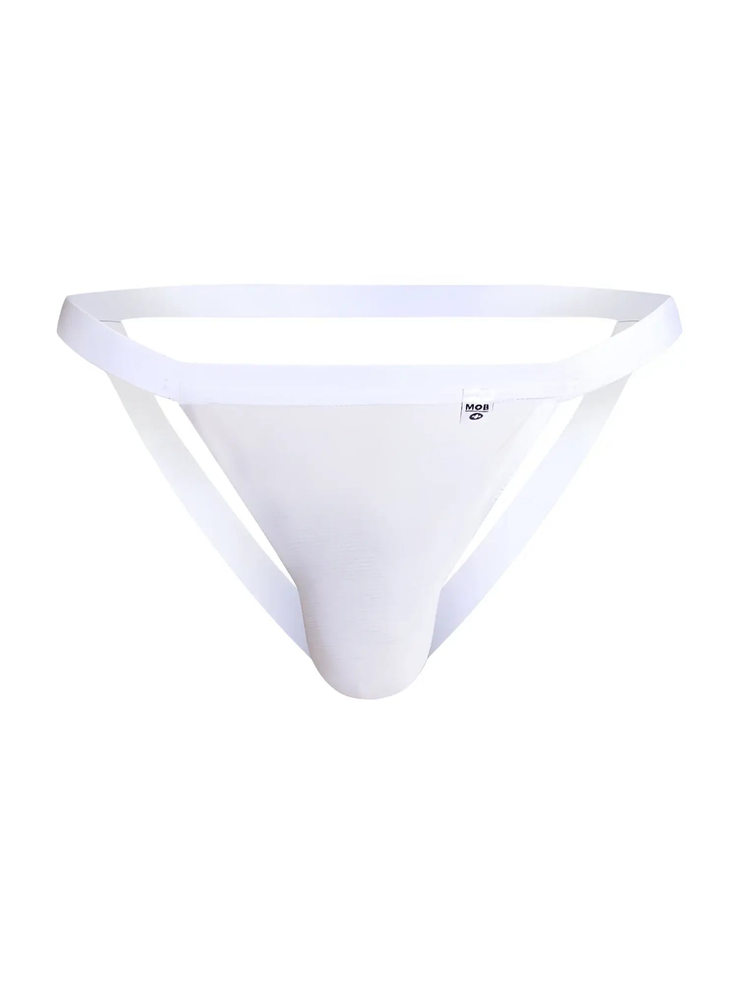 Malebasics mbl82 sexy jockstrap in white mesh with a smooth seamless design and small logo on the waistband