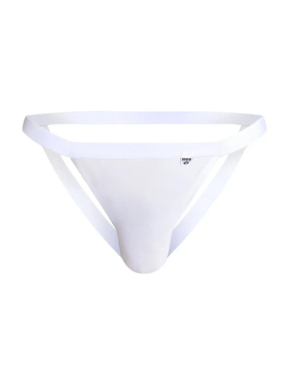 Malebasics mbl82 sexy jockstrap in white mesh with a smooth seamless design and small logo on the waistband