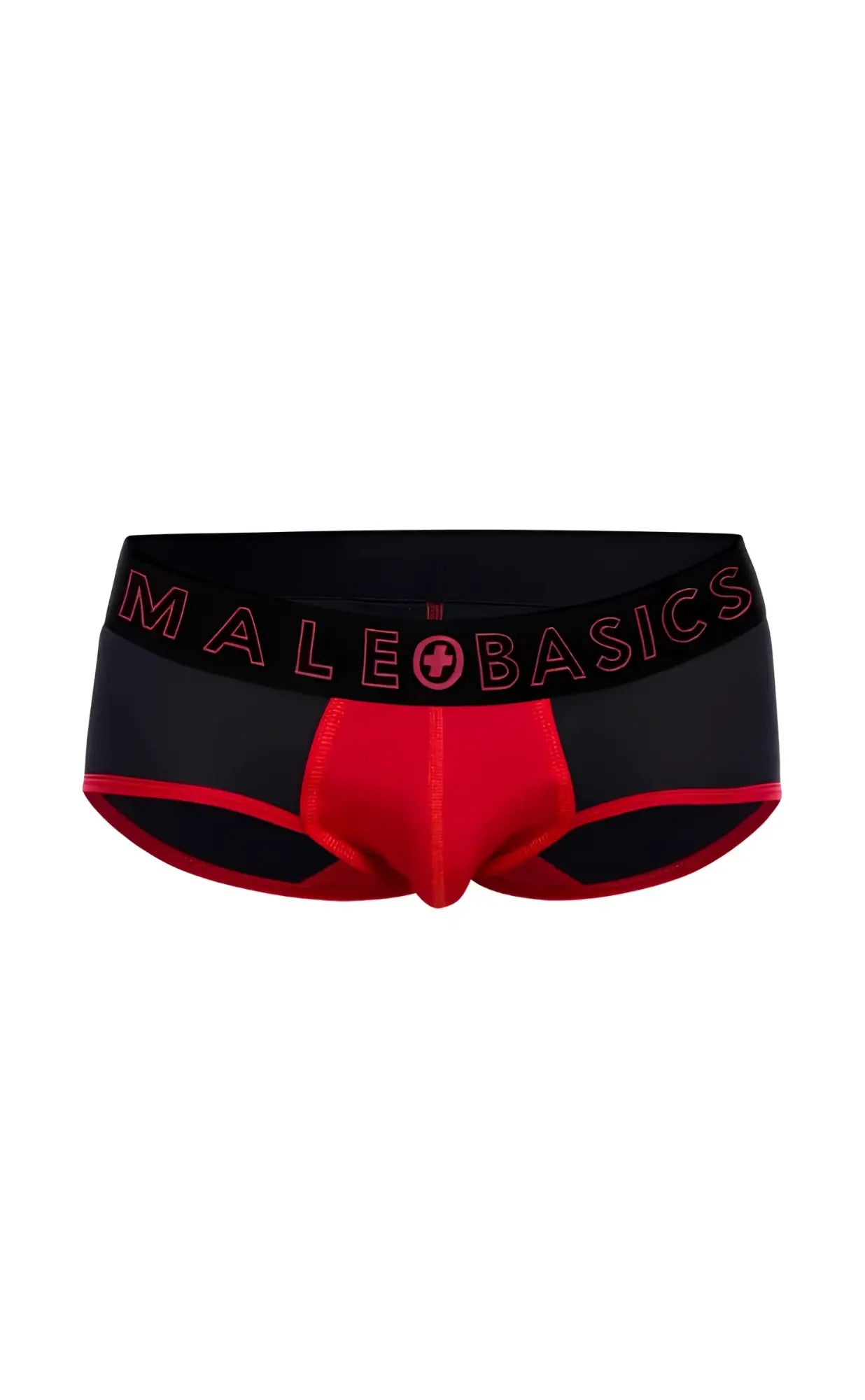 Black and red male basics neon brief with a bold logo band designed for comfortable everyday wear