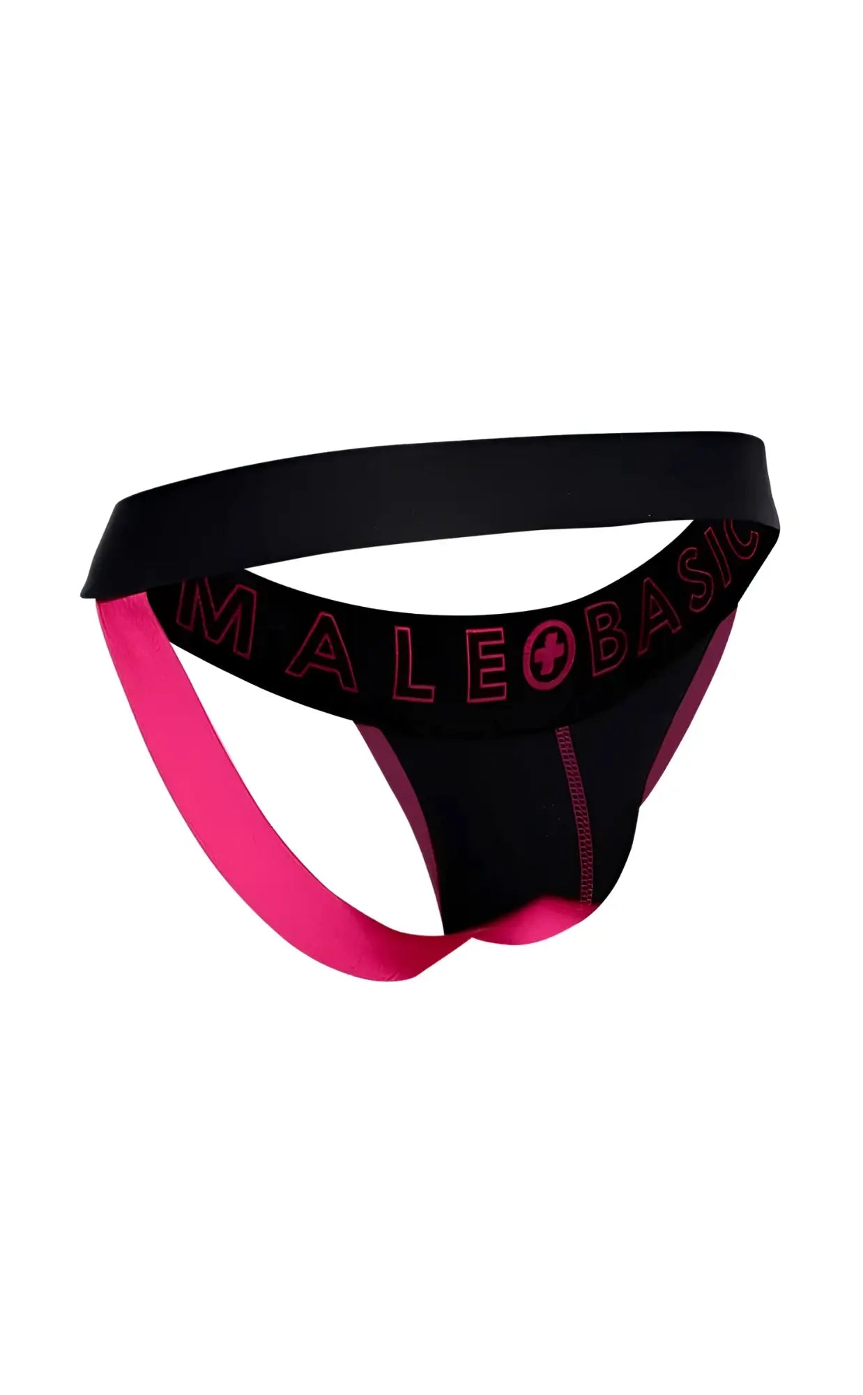 Male basics neon jock new colors black and pink male basic briefs with bold contrasting design in front view