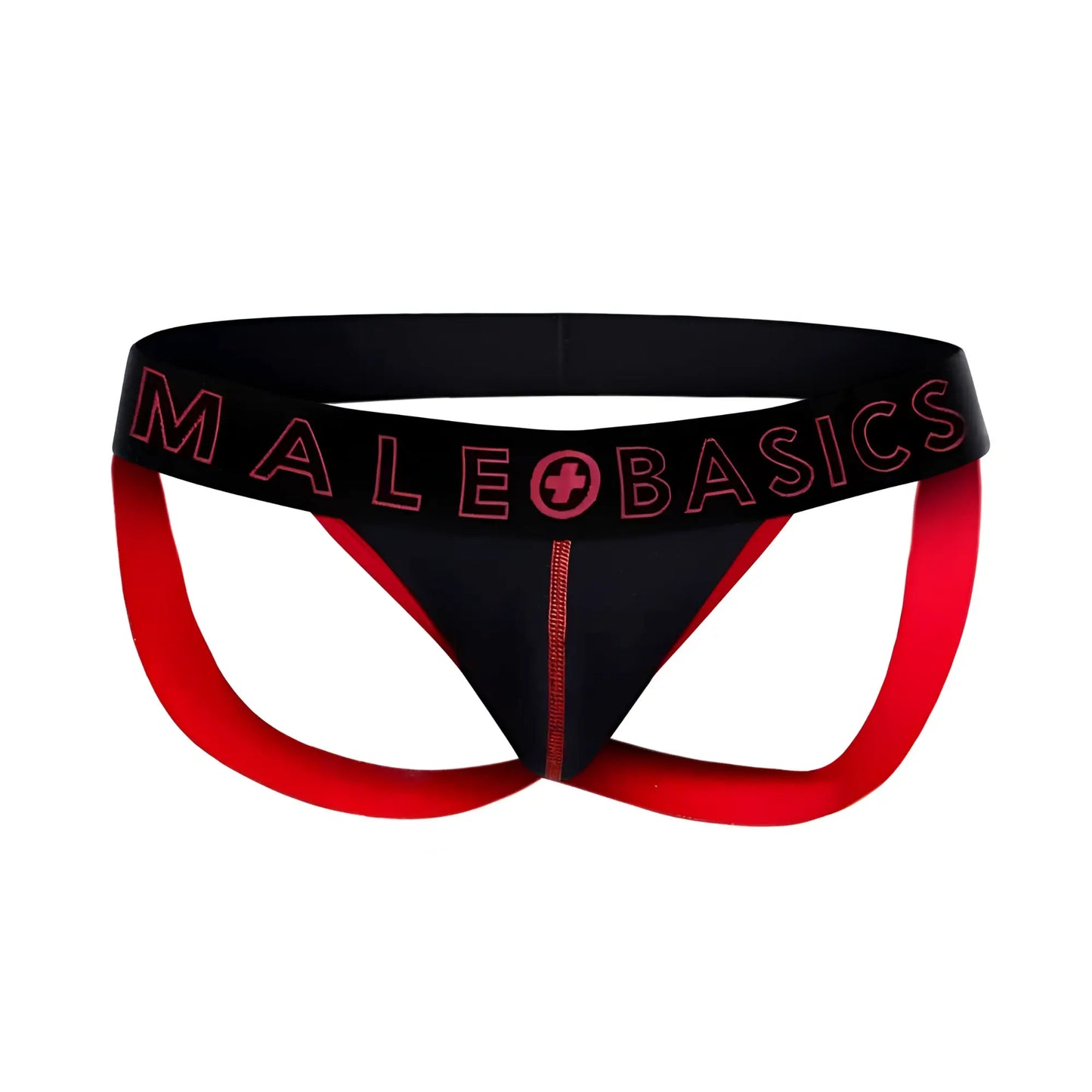 Black and red male basics neon jock briefs with bold contrasting design perfect for activewear and daily use