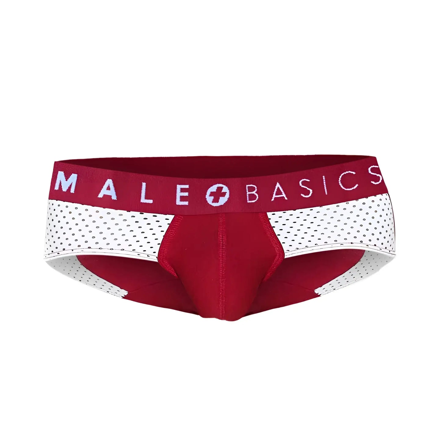 Male basics spot brief red red and white briefs with perforated mesh side panels for breathability