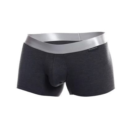 Dark gray heathered male basics trunk pima boxer briefs with sleek silver waistband and breathable pima cotton material