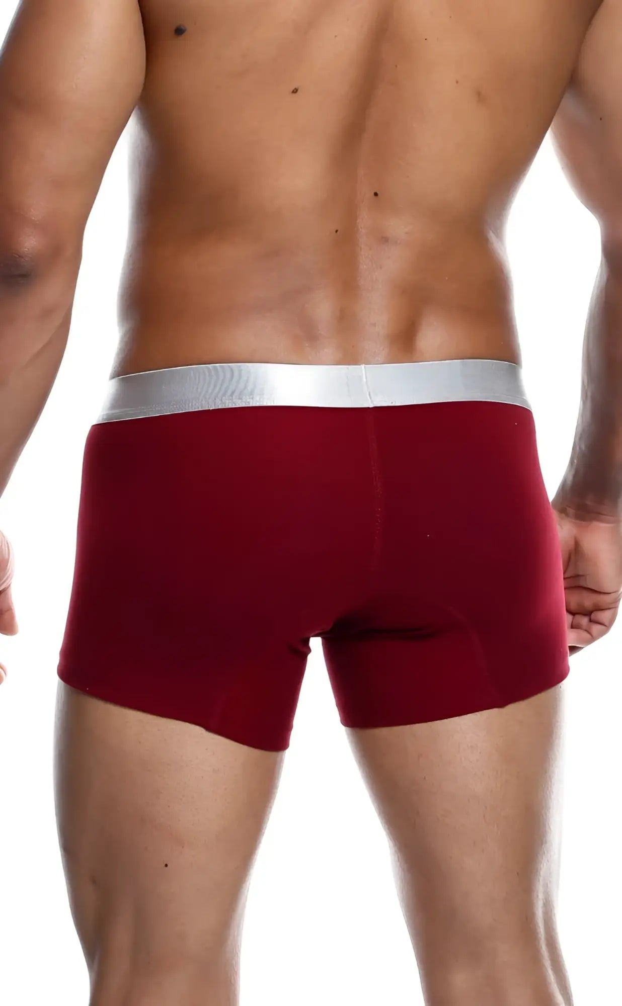 Malebasics trunk pima red boxer briefs with silver waistband made from soft pima cotton for comfortable wear
