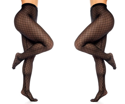 Black fishnet tights with a subtle diamond mesh pattern from mapale 1111 pantyhose in black color