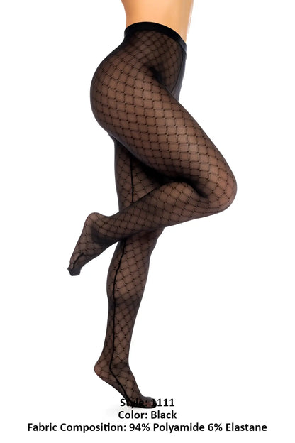 Black fishnet tights with subtle diamond mesh pattern by Mapale in black perfect for stylish wear