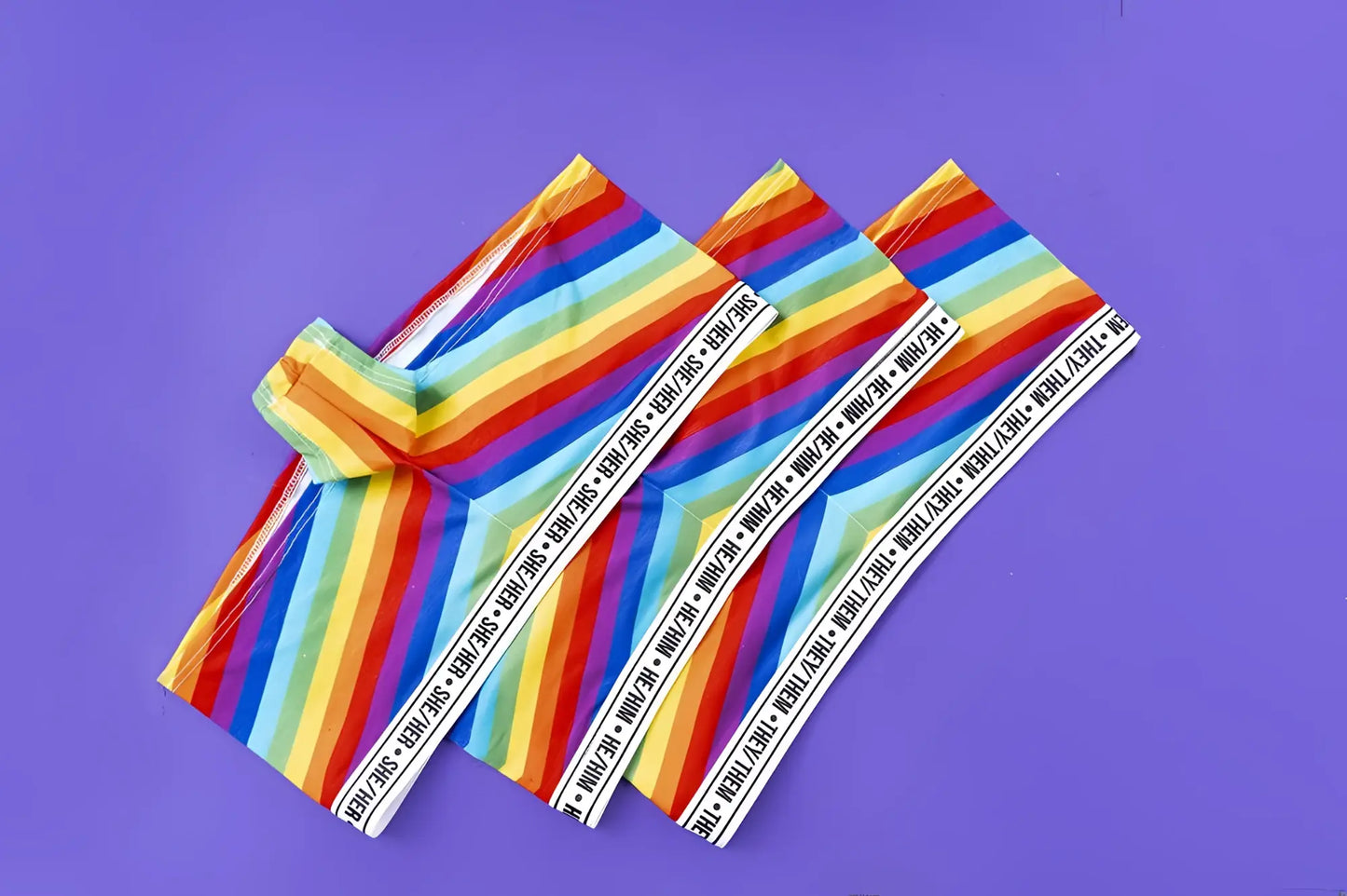 Mapale 122c rainbow cheeky short women’s underwear with rainbow stripes and white elastic waistband featuring the vagina text