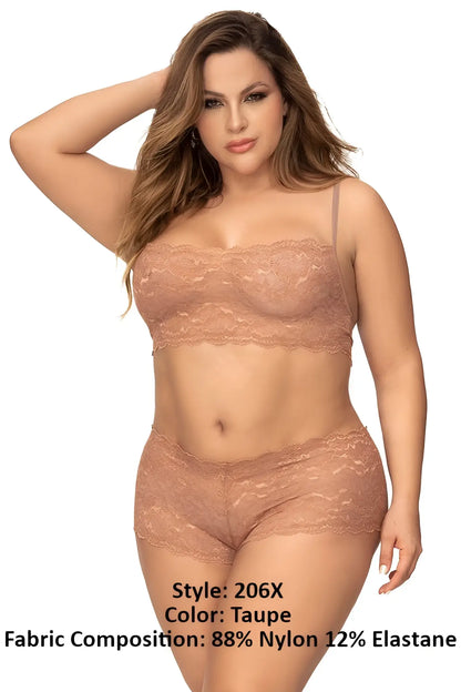 Taupe lace bra and matching panty set by Mapale featuring delicate lace material in color taupe