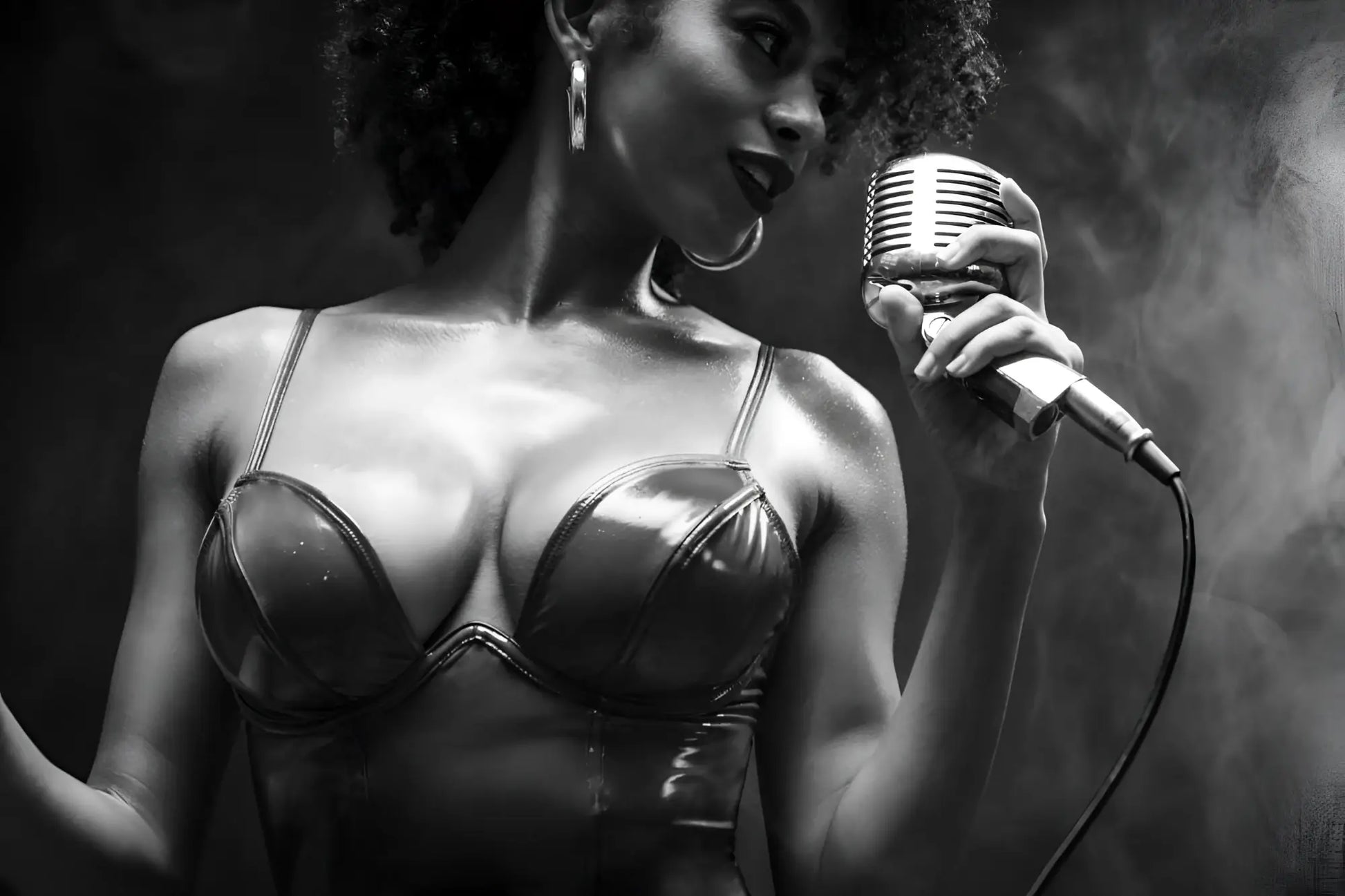 Vintage-style silver microphone with ribbed grille and chrome finish featured in mapale 2761 two piece set gloss wine