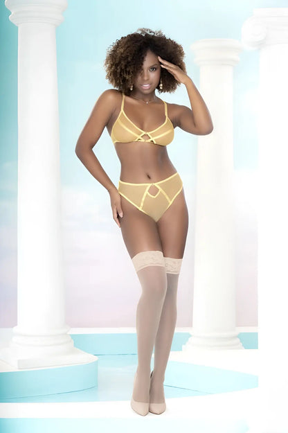 Mapale 8663 amalfi yellow two piece lace bra and thong set perfect for lingerie and intimate wear