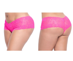 Bright pink lace boyshort underwear with delicate floral pattern from mapale 90x collection