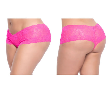 Bright pink lace boyshort underwear with delicate floral pattern from mapale 90x collection