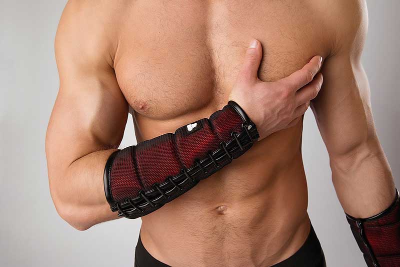 Maskulo Armored Color Under Forearm Guard Wallet Armband Red AC060 Size L