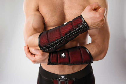 Maskulo Armored Color Under Forearm Guard Wallet Armband Red AC060 Size L