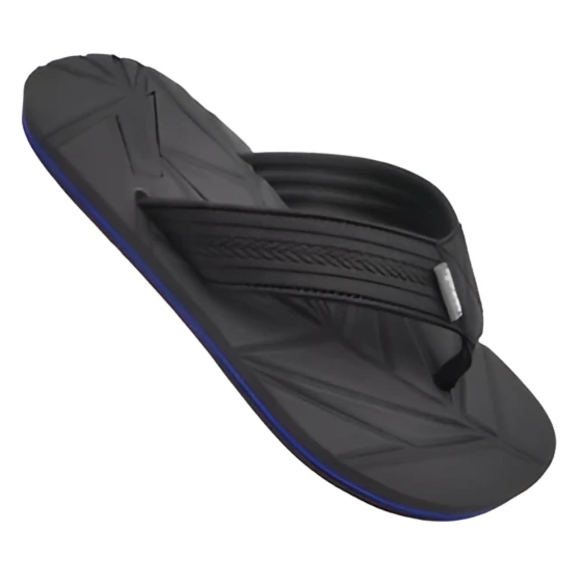 Matrix sandal black flip-flop with textured strap and subtle purple trim along the edge for casual wear
