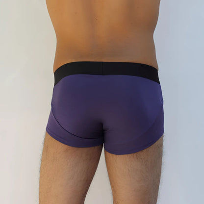 Purple mckillop jagger modal boxer briefs with black elastic waistband in size s for comfortable everyday wear
