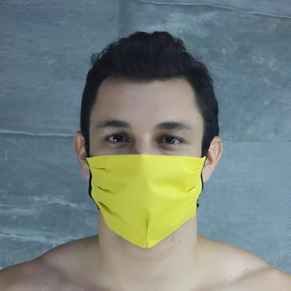 Bright yellow mckillop polypropylene unisex face mask with black trim size one size