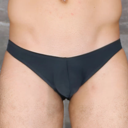 Black seamless low-rise briefs with smooth fabric finish from Mckillop VKDS TA2 Hoist Bikini Naked collection