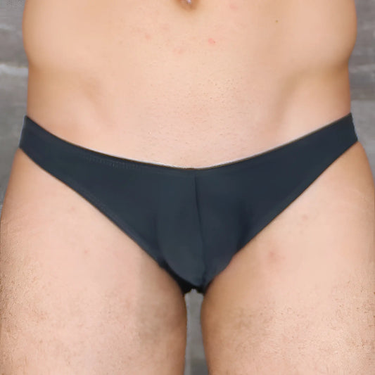 Black seamless low-rise briefs with smooth fabric finish from Mckillop VKDS TA2 Hoist Bikini Naked collection