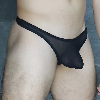 Black sheer mesh thong mckillop vtus hoist thong ultra mesh showing the back side with ultra mesh fabric