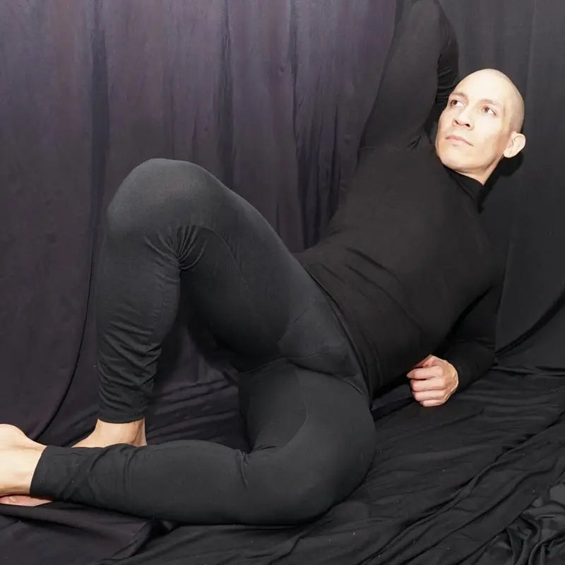Arroyman Men's Underworks Black Cotton Spandex Fitness Tights CLZ02M