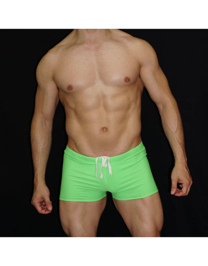 Arroyman Herren Badehose im Square-Cut-Stil, Fluor-Grün, BXR009S