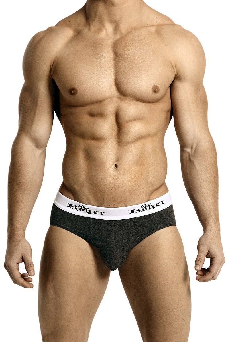 Ajaxx63 Men's Low-Rise Sport Brief - Grey - Big Roger
