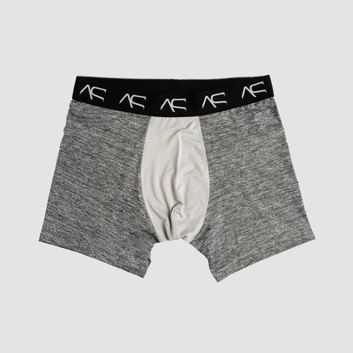 Gray heathered mesh combo trunks boxer briefs with white inner panel and black ac logo waistband