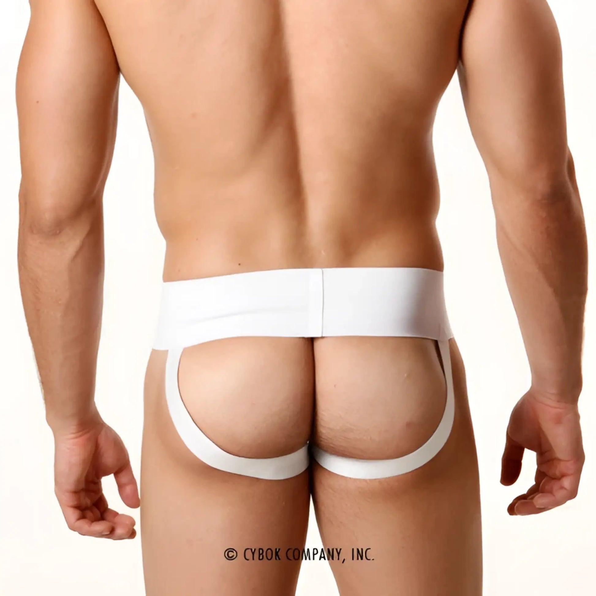 White seamless high waisted briefs with supportive back panel and leg straps from metromalewear 69 rib cotton classic jock strap