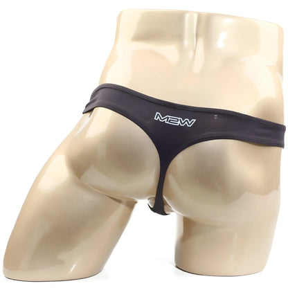 MetroMaleWear Alegria charcoal thong with sleek minimalist design and white logo on waistband for comfortable wear