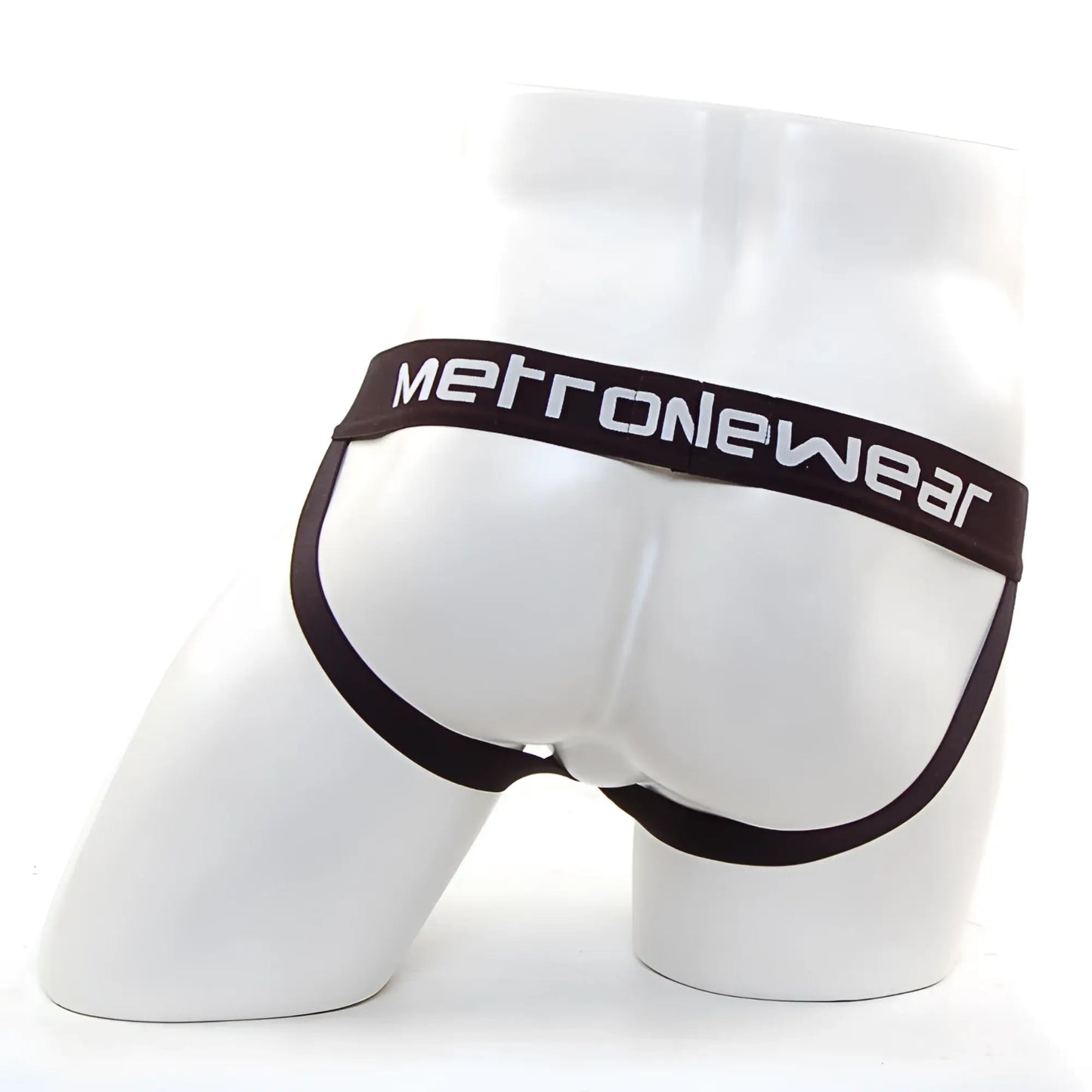 Black metronewear briefs with sleek form fitting design and white logo waistband from metronewear alma jock strap royal blue 1101-18