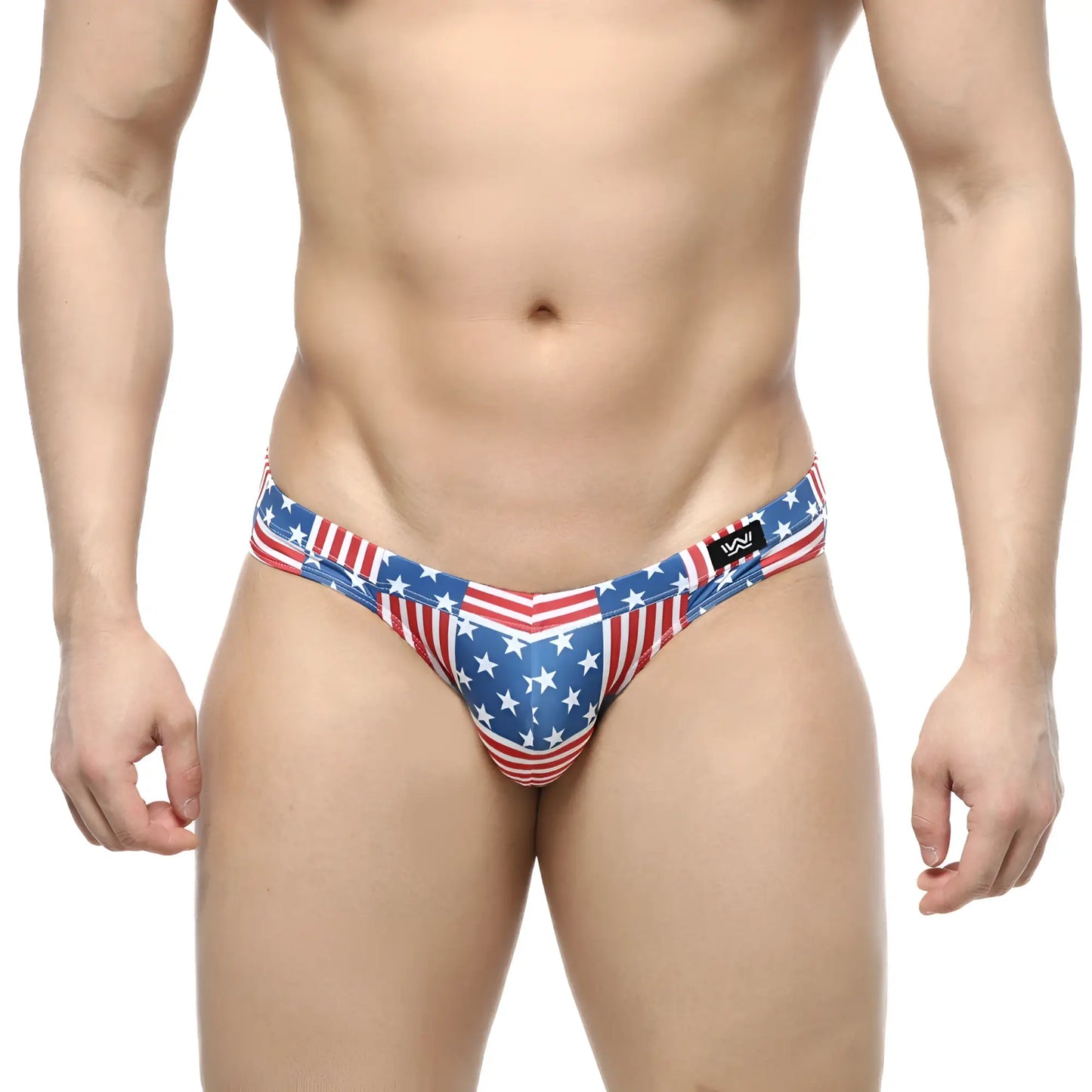MetroMalewear america bikini 5103-97 snug fit briefs with red white and blue american flag pattern