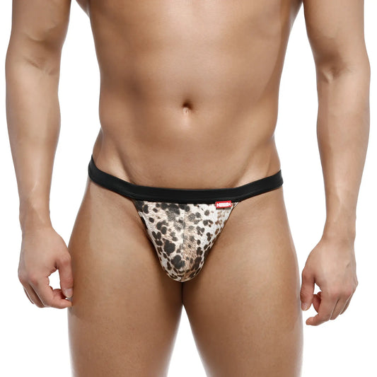 Leopard-print thong with black elastic waistband by metromalewear in animal string tiger 1014-62 design