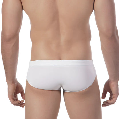 MetroMaleWear aqua white swim brief 4917-00 with smooth, form-fitting design and elastic waistband