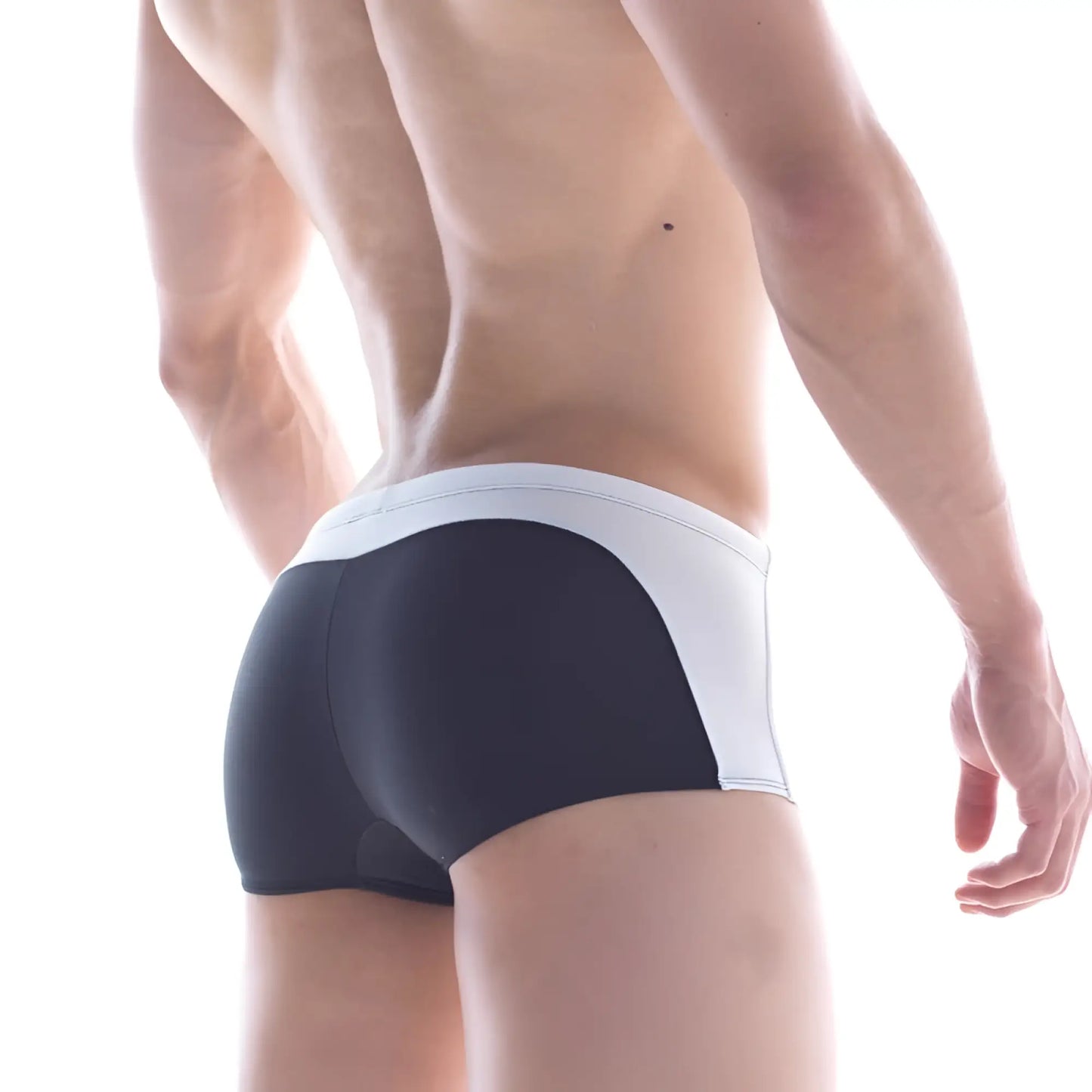 Metro male wear arc swim boxer black 4925-20 sleek black and white athletic briefs with form-fitting design