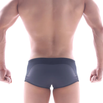 Dark gray form-fitting athletic briefs with subtle stitching metro male wear arc swim boxer heather 4925-11