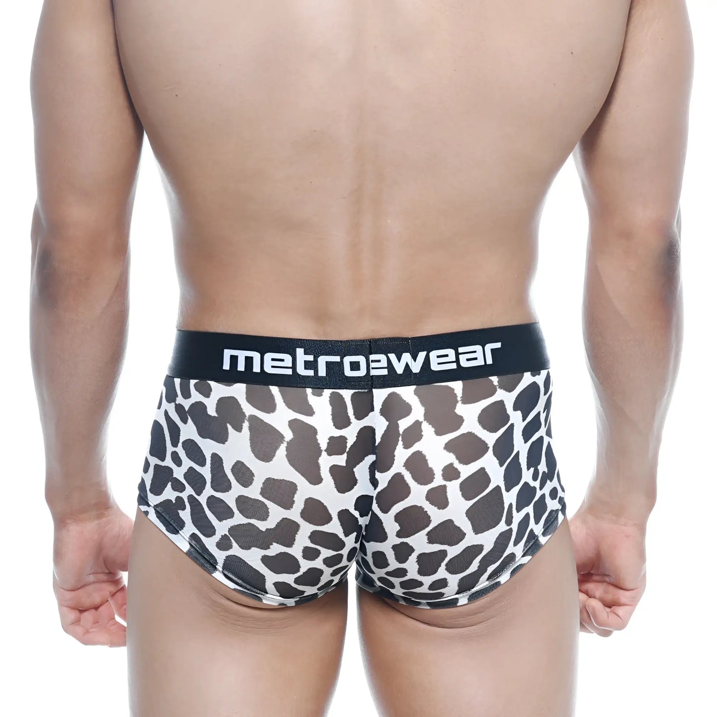 Black and white leopard print briefs with black metro2wear waistband metroMalewear asian trunk dalmatian 2026-77