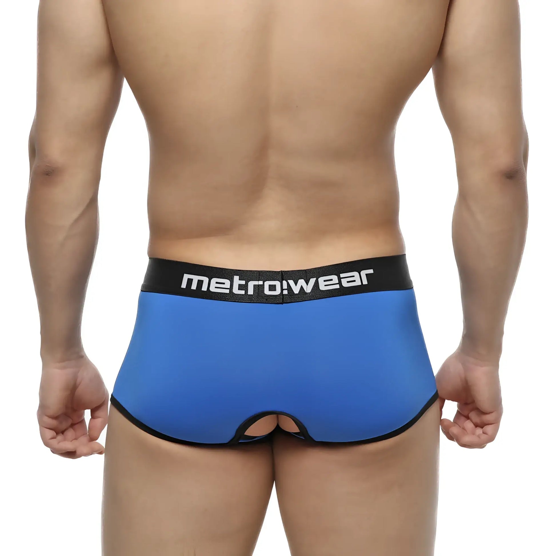 Metro malewear atope trunk royal 7023-18 blue metrowear men’s briefs with black trim and central cutout