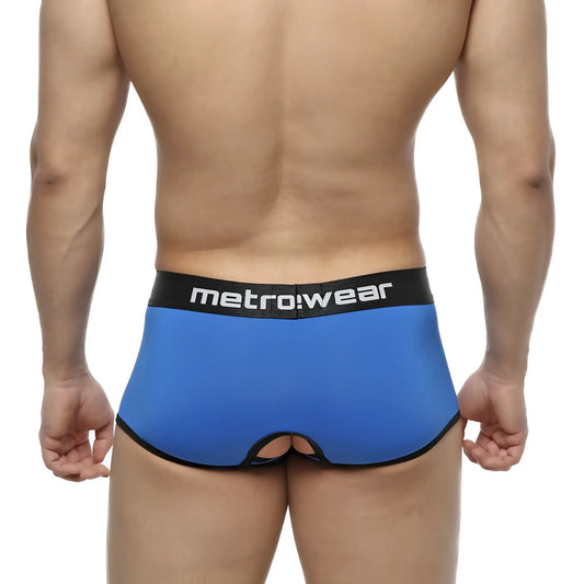 Metro malewear atope trunk royal 7023-18 blue metrowear men’s briefs with black trim and central cutout